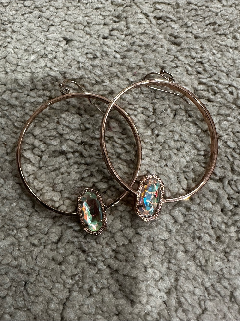 Kendra Scott Gold Hoop Earrings with Iridescent Oval Stones